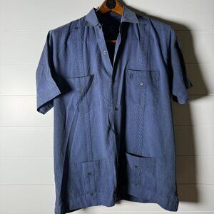 Regatta Sport Short Sleeve Button Up Shirt Navy Button Details Sz Large